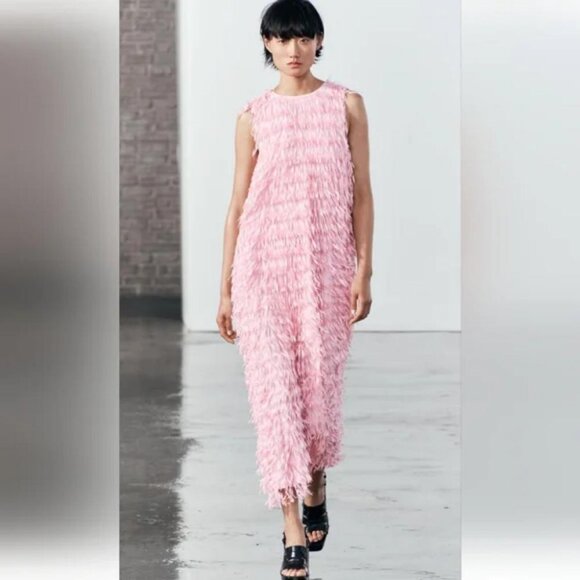 ZARA FRINGED MIDI DRESS - Picture 2 of 10